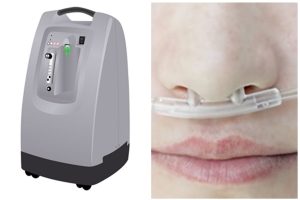 Oxygen concentrator and nasal cannula